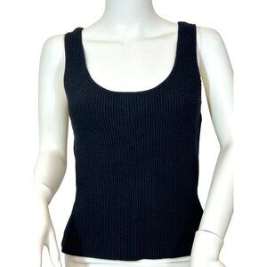 Aqua Women’s Ribbed Tank Top Black M Stretch Workout Dance Athleisure Going Out